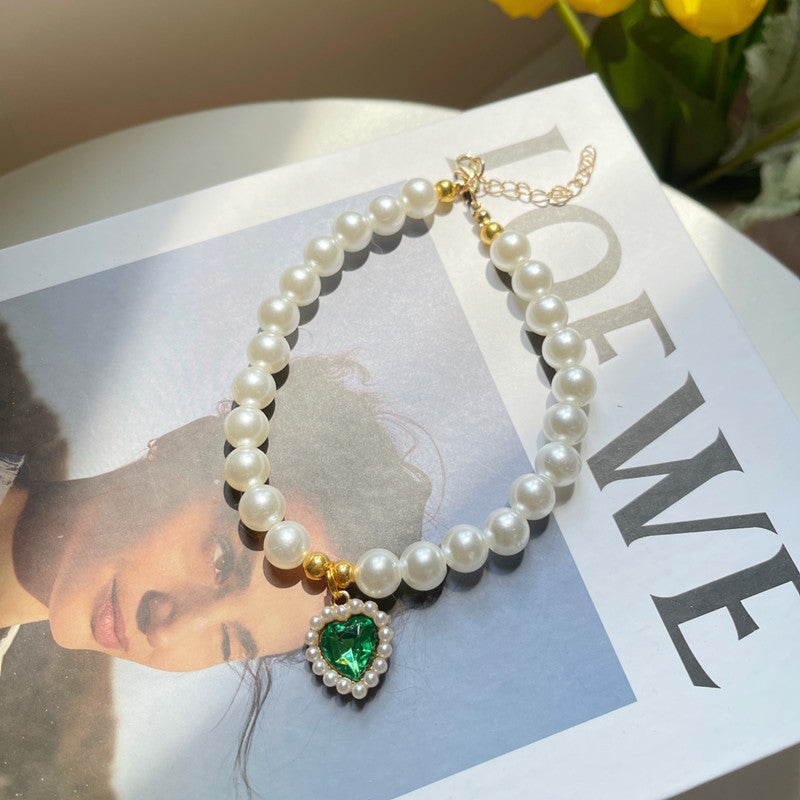 Pet Heart Pearl Necklace Jewellery Accessory