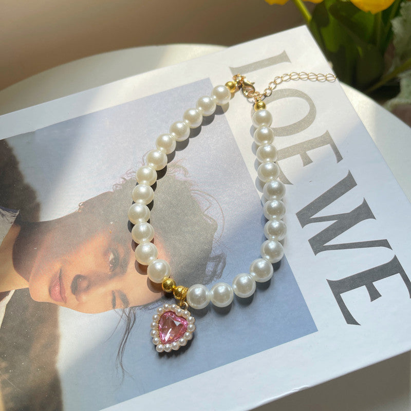 Pet Heart Pearl Necklace Jewellery Accessory