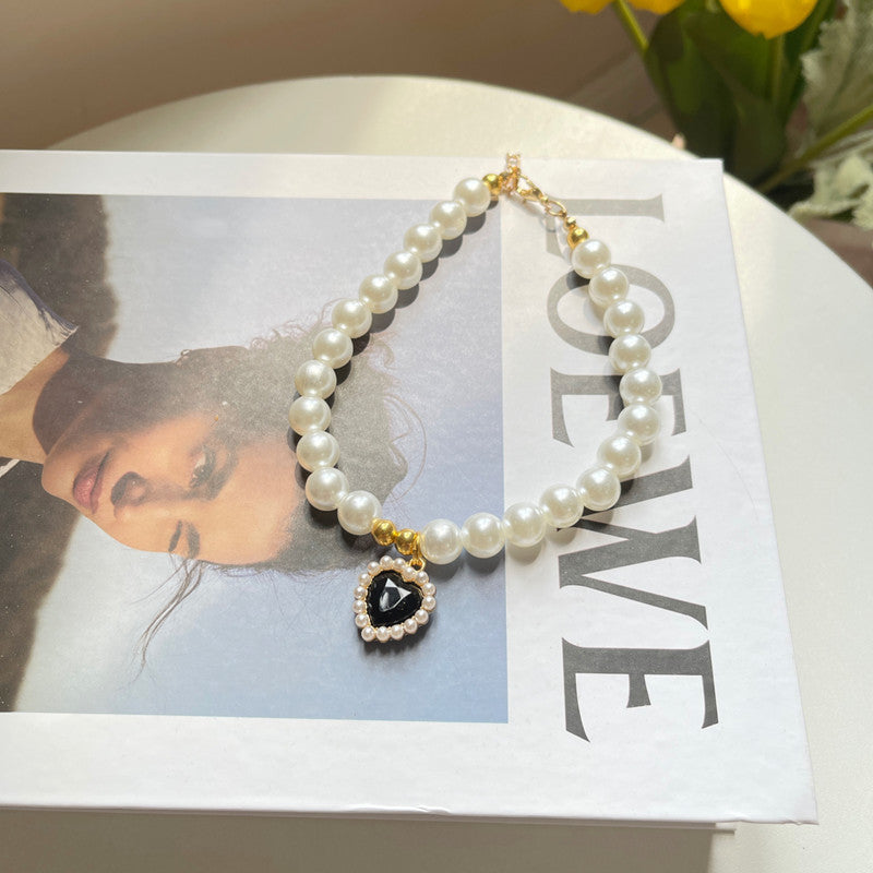 Pet Heart Pearl Necklace Jewellery Accessory