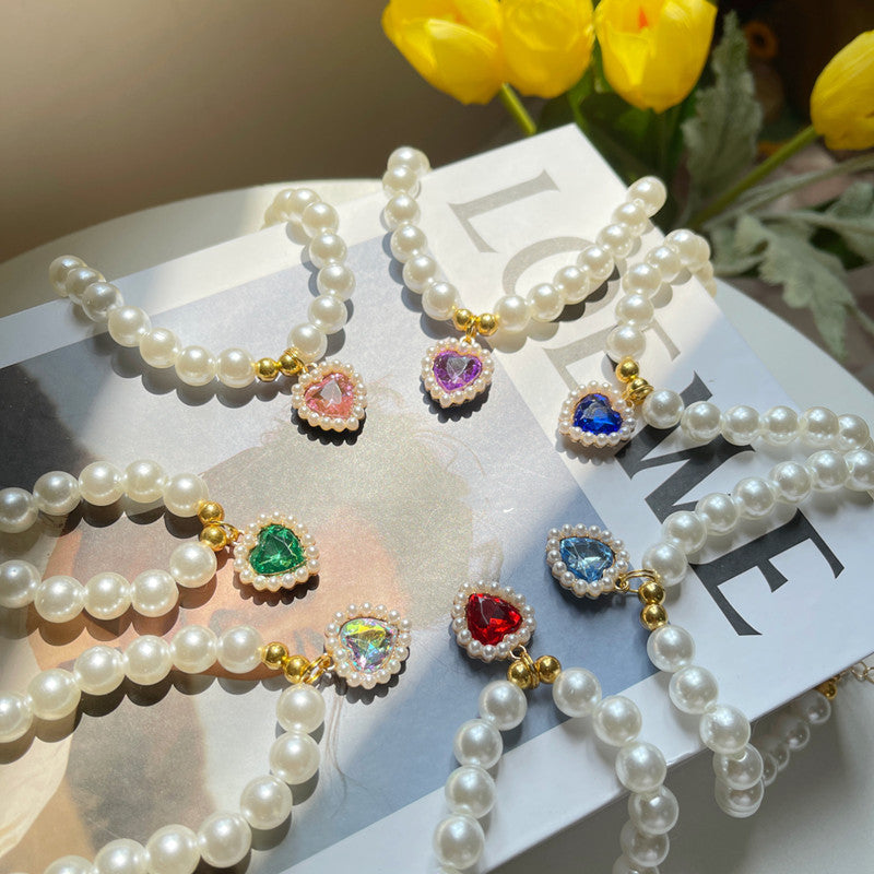 Pet Heart Pearl Necklace Jewellery Accessory