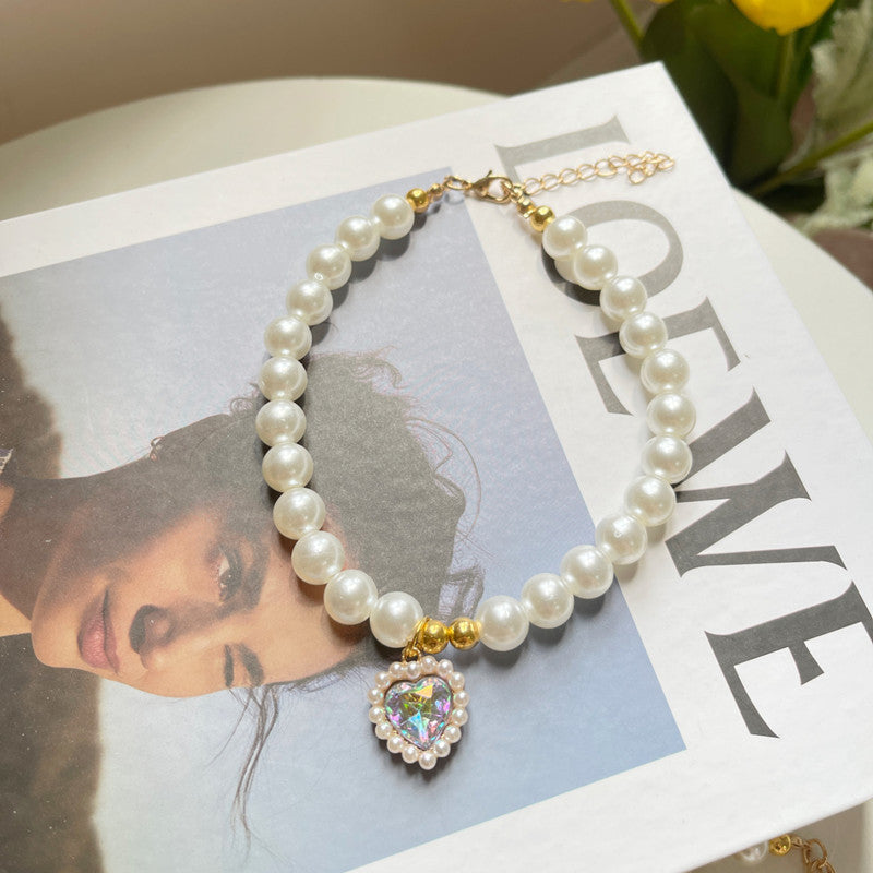 Pet Heart Pearl Necklace Jewellery Accessory