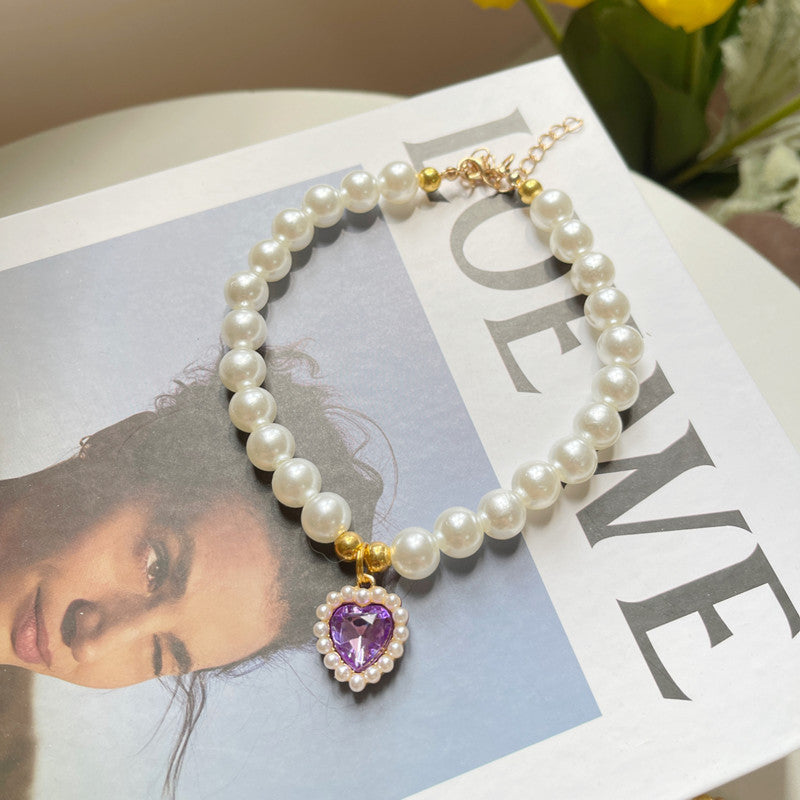 Pet Heart Pearl Necklace Jewellery Accessory
