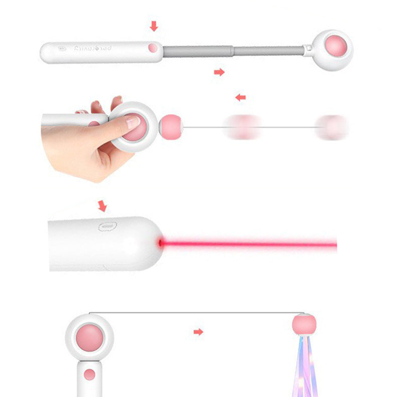 Portable Laser and Toy Wand Cat Stick