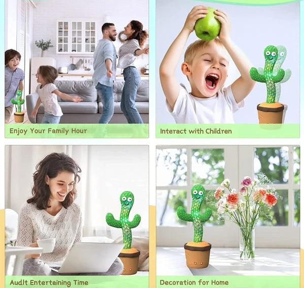 Dancing Cactus Toy Doll with Voice Function for Pets and Kids