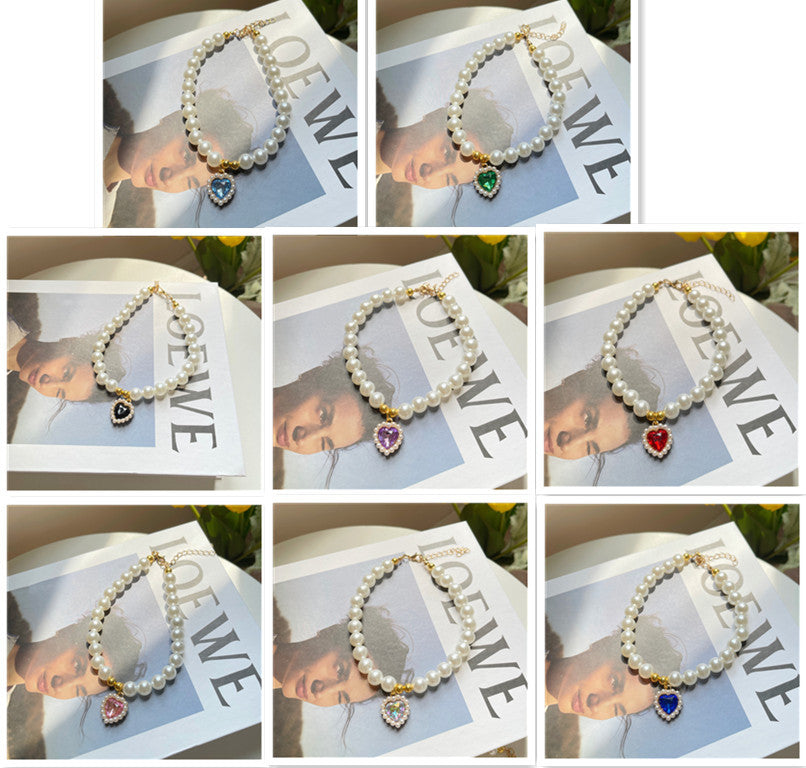 Pet Heart Pearl Necklace Jewellery Accessory