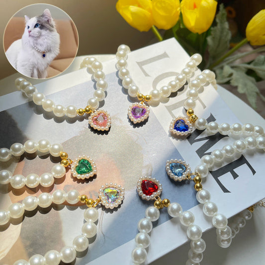 Pet Heart Pearl Necklace Jewellery Accessory